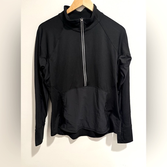 Athleta Tops - Athleta Black Zip Up with Mesh Neck Long Sleeve Jacket Shirt Size Large